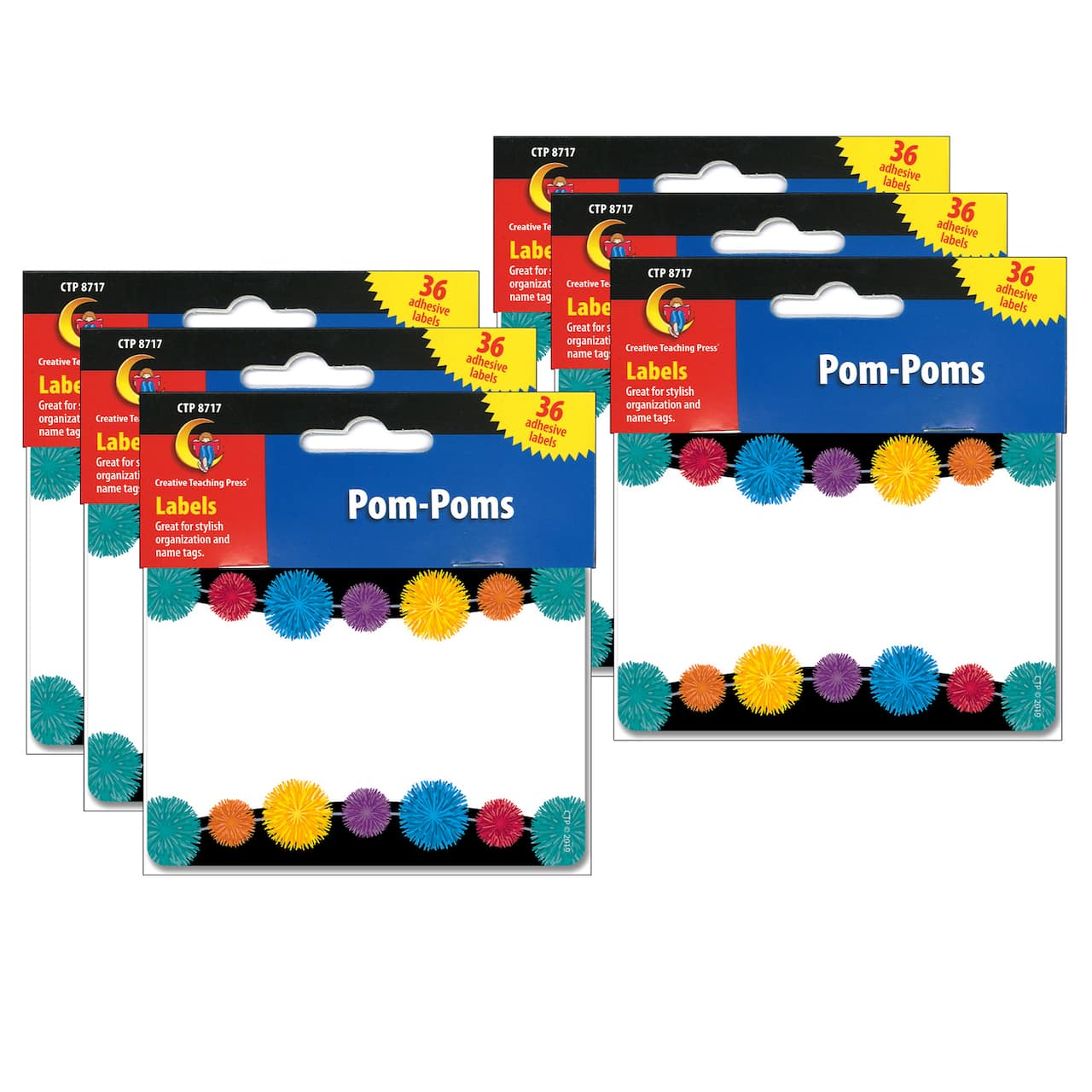 Creative Teaching Press&#xAE; Pom-Poms Name Tag Labels, 6 Packs of 36